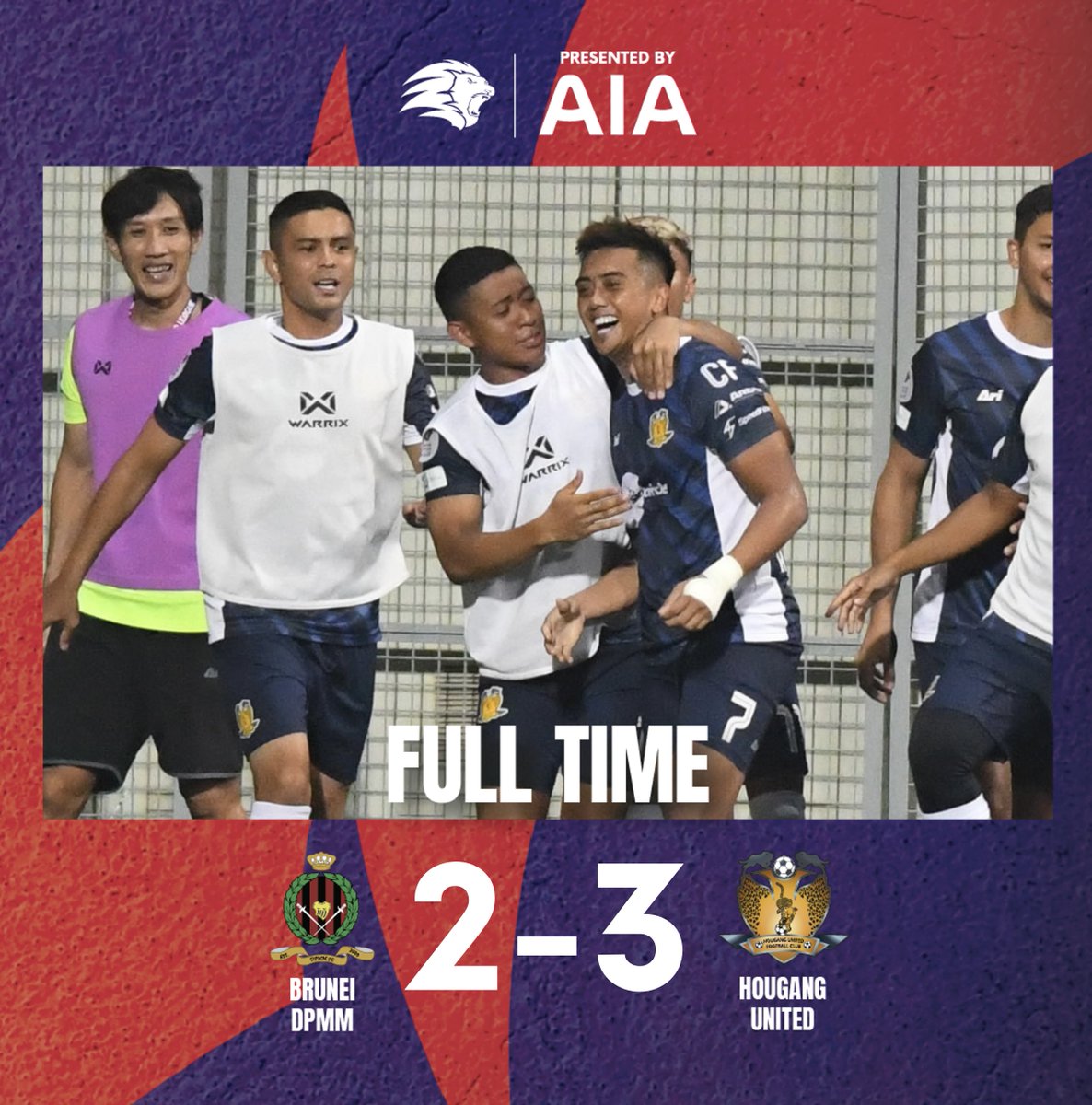 SGPremierLeague's tweet photo. FULL-TIME DPMM 2-3 Hougang #SPL
Hougang hang on for a FOURTH straight win to leapfrog Tanjong Pagar into sixth! #DPMHOU https://t.co/yRJDGU0v14