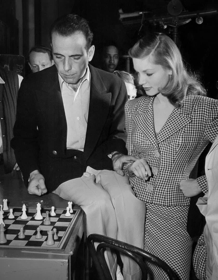 Humphrey Bogart and Lauren Bacall during the filming of To Have and Have Not - It was their first of multiple films together.