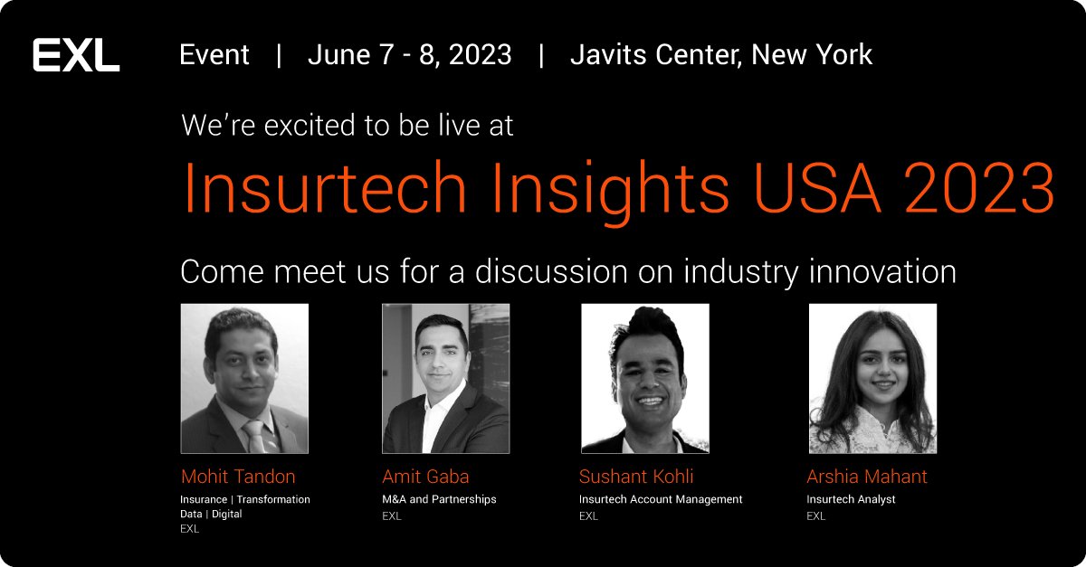 exl_service's tweet photo. We’re happy to be live this year at Insurtech Insights USA 2023, June 7-8.
Come join us for a discussion on insurtech and industry innovation.
#DriveYourBusinessForward #PartnerYourWay #insurtech #InsurtechInsights https://t.co/q5kecGjRZX