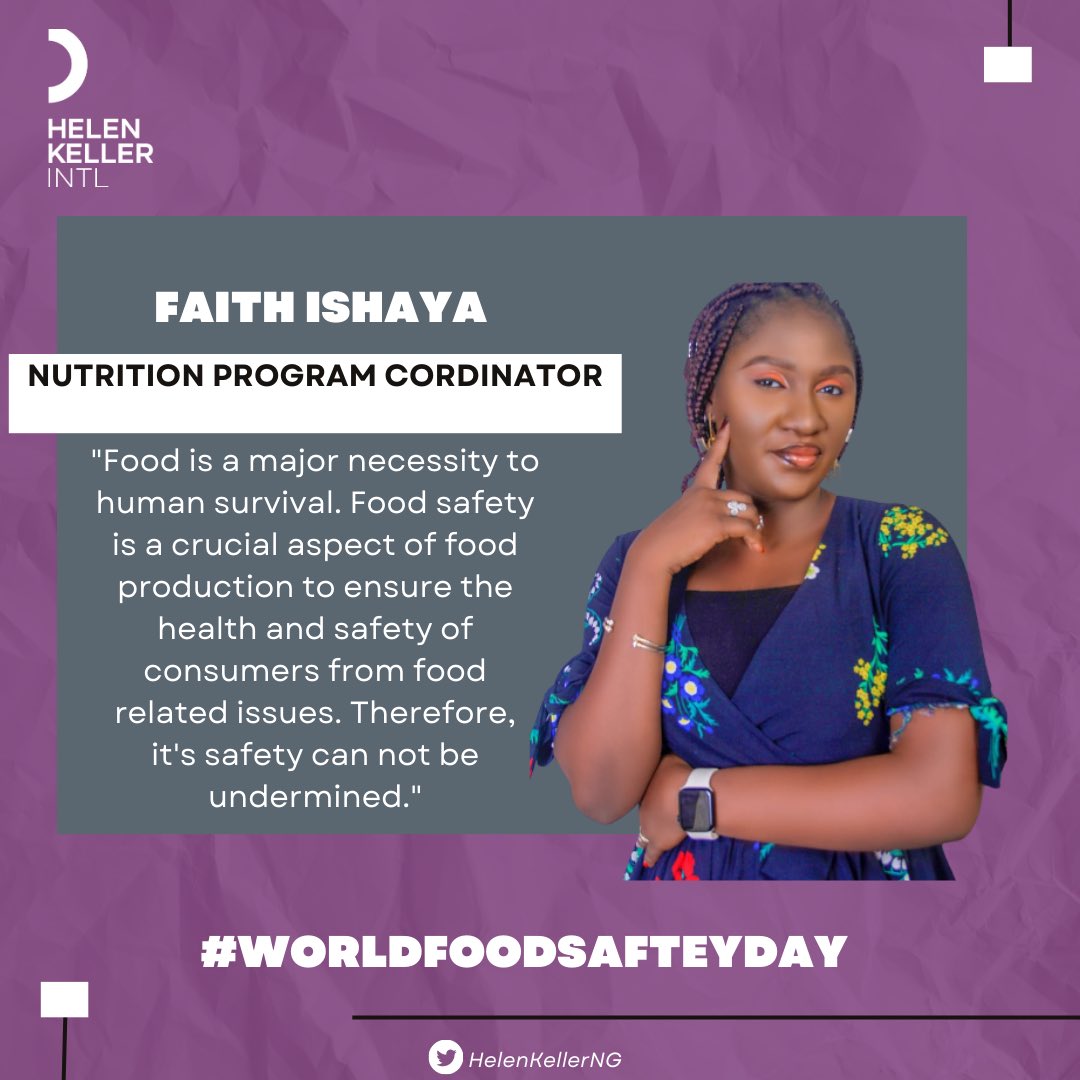 'Food is a major necessity to human survival. Food safety is a crucial aspect of food production to ensure the health and safety of consumers from food related issues. Therefore, it's safety can not be undermined.'
-Faith Ishaya

#WorldFoodSafetyDay2023 #FoodStandardsSaveLives
