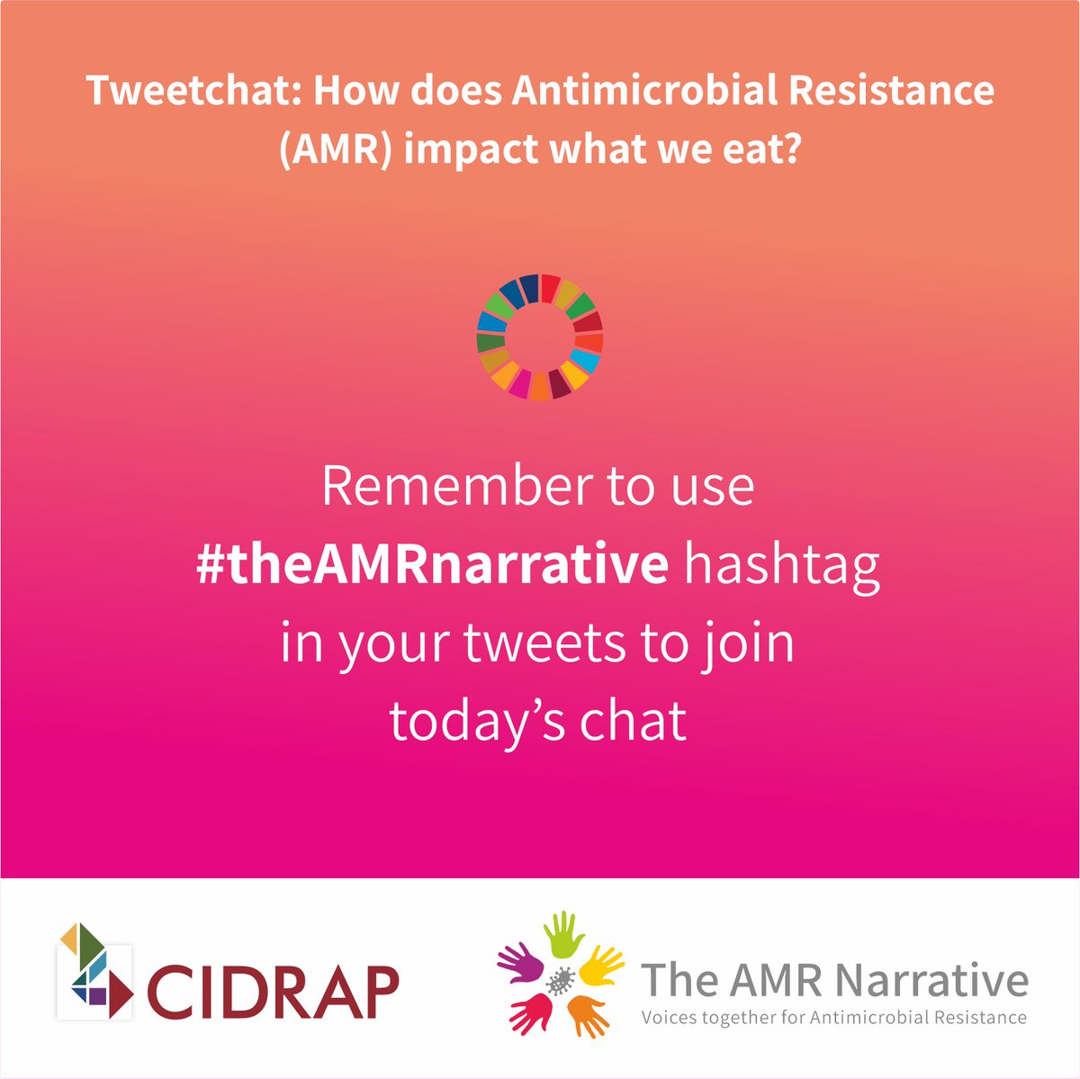 Is the impact of #AntimicrobialResistance on #FoodSafety something you care about?

Join our Tweetchat in one hour at 3pm GMT (5pm CEST/CAT, 4pm BST, 11am EDT) to share views on this World #FoodSafetyDay

Everyone Welcome!

Remember to use the hashtag #theAMRnarrative

#AMR