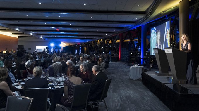 People at a gala. Des personnes à un gala.