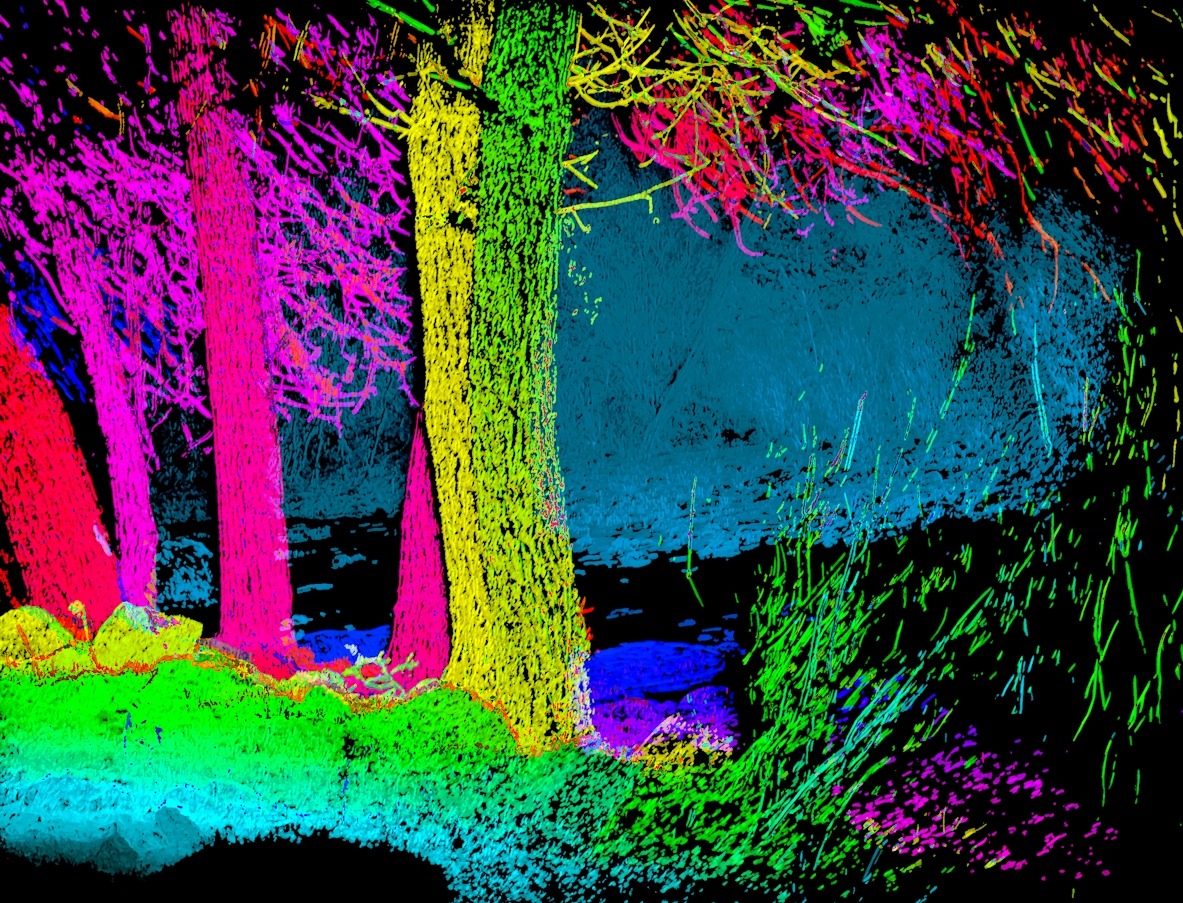 The work of the optical software scanner of space with color division into plans