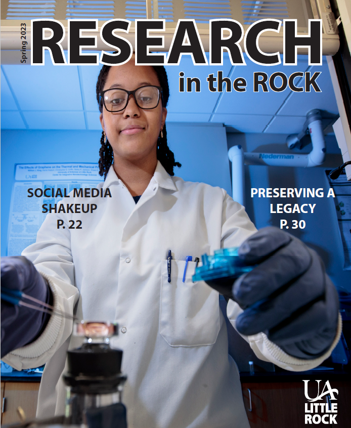 UALRORSP's tweet photo. We are pleased to announce the 2023 issue of Research in the Rock, UA Little Rock's official research magazine created by the Office of Research and Sponsored Programs! https://t.co/c58FaafY8u https://t.co/w02UEzA9yX