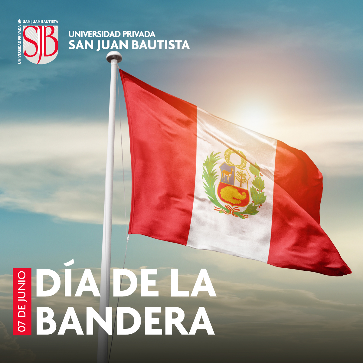 🇵🇪 En el Día de la Bandera, recordamos con orgullo los valores que representa nuestro símbolo patrio. En la UPSJB, enarbolamos nuestra bandera como muestra de unidad, identidad y compromiso con el desarrollo de nuestro país.