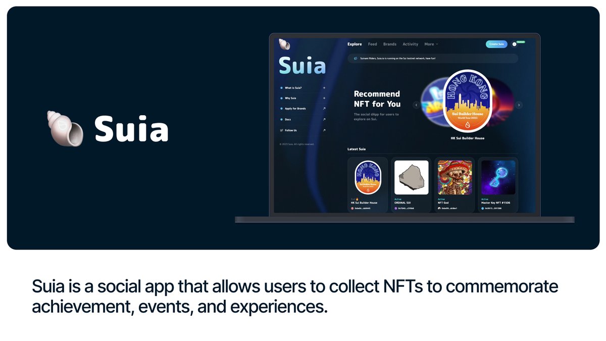 The social app, @Suia2023, allows users to commemorate events and experiences with NFTs, as well as collect them in a SuiBoX.

Learn more on the Sui Directory: sui.directory

#BuildOnSui