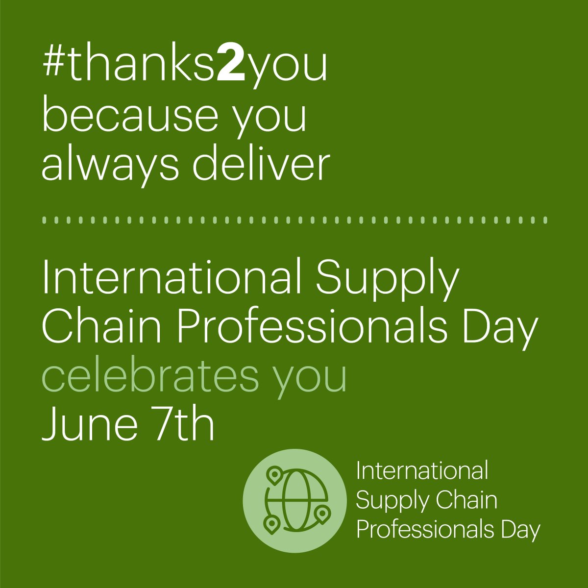 e2open's tweet photo. The amazing work supply chain professionals do daily to help our businesses is greatly appreciated. International Supply Chain Professionals Day recognizes their efforts each year. Please continue sharing your messages of gratitude using #Thanks2You. #ISCPDay https://t.co/Jrcc1kEnb8