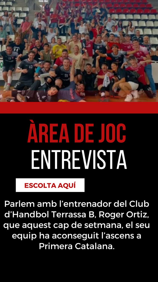 Areadejoctrs's tweet image. 🔈| ÀUDIO @RadioMTerrassa | 🤾🏻‍♂️Parlem amb l’entrenador del Club d’Handbol Terrassa 🅱️, Roger Ortiz, que aquest cap de setmana, el seu equip ha aconseguit l’ascens a Primera Catalana.
▶️ terrassadigital.cat/radio/area-de-…