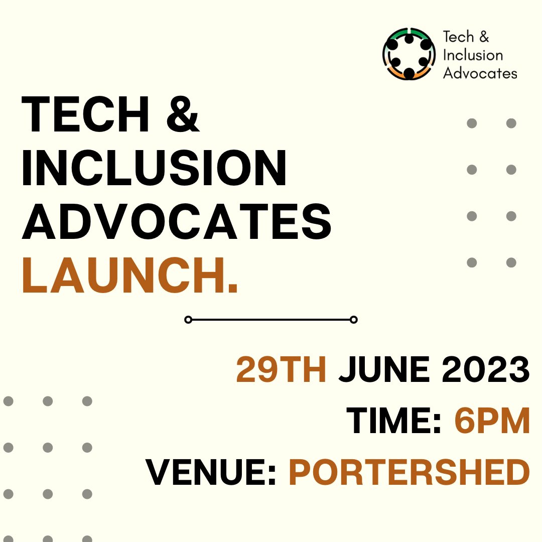 Our Launch is finally here... It’s happening in the city of Galway. 

Join us on the 29th of June 2023

Come get Inspired, Learn and Network.

To register: shorturl.at/nsDH7

 #tech #launch #techandinnovation #techandinclusionadvocates #galway #galwayevents #galwaytech