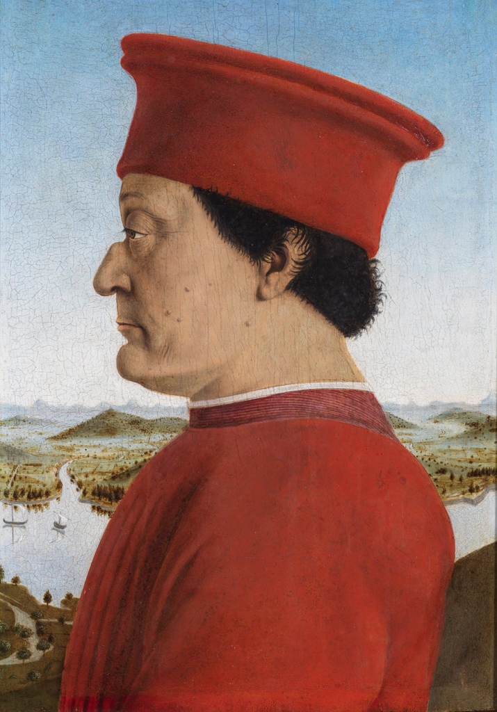 Il #7giugno 1422 nasceva Federico da Montefeltro, duca di Urbino, uno dei più grandi signori e mecenati dell'Italia rinascimentale, immortalato in un celebre ritratto nel 1465ca. da Piero della Francesca, pittore assai legato alla sua corte e promotore della cultura urbinate.