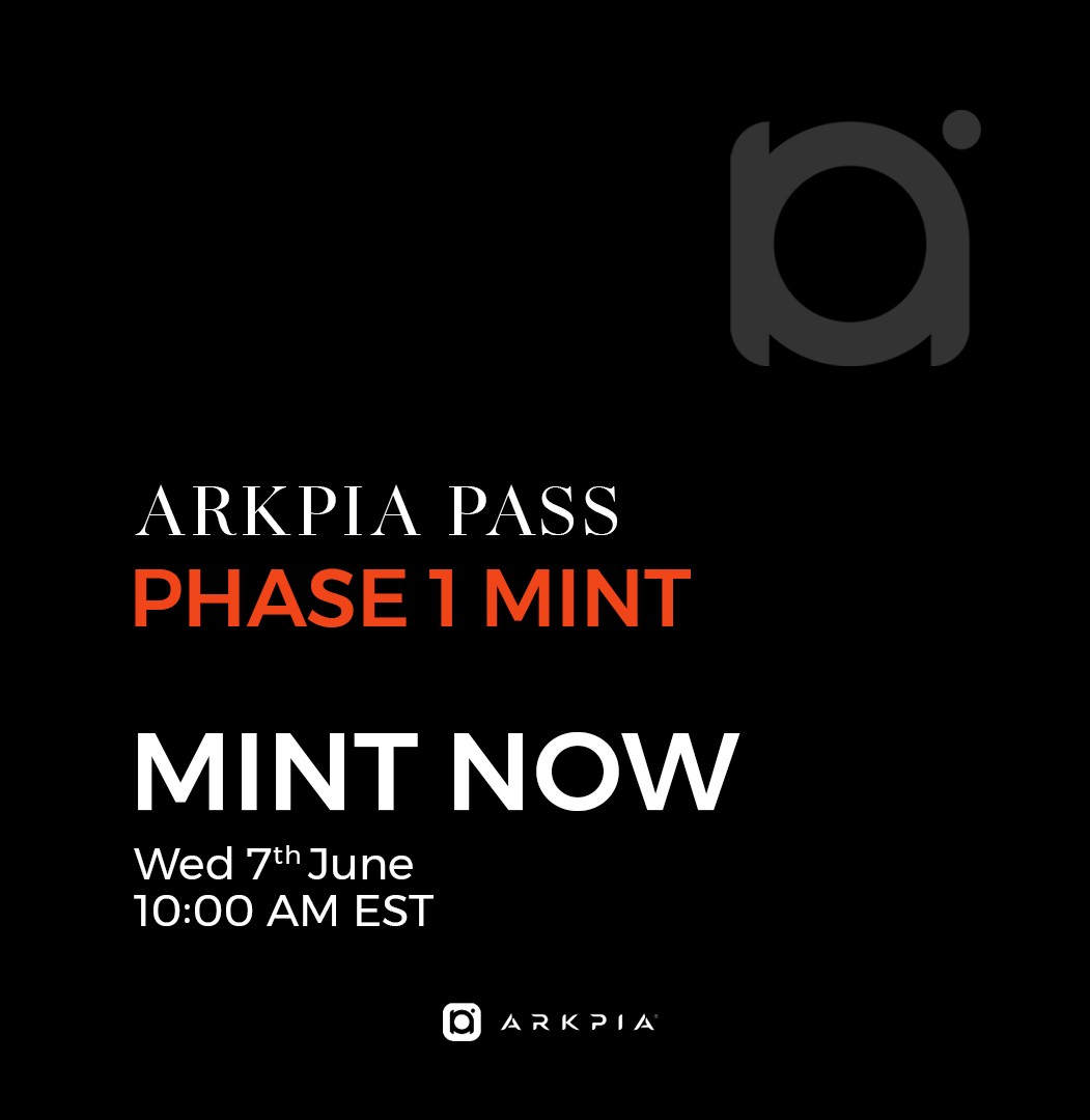 ARKPIA PASS PHASE 1 MINT IS LIVE

👉 mintarkpia.io

Unlock ARKPIA's full potential with ARKPIA PASS.

OpenSea: opensea.io/collection/ark…
Etherscan: etherscan.io/address/0xb24c…

⏳ Open for 24 hours
✅ 300 Guaranteed AL Mint

Reveal will take place after Phase 2.