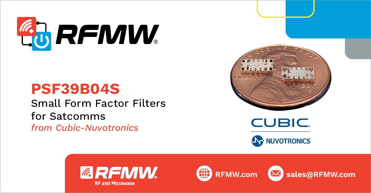 RFMWLtd's tweet image. Designed for Downlink applications in V band #Satcom systems, the @nuvotronics’ PSF39B04S cavity filter supports 4 GHz of V-band spectrum. It has 2.2 dB of insertion loss & is compact package (6×3.5 mm) enables use in #PhasedArray applications. Learn more: ow.ly/kbZZ50OFLt0