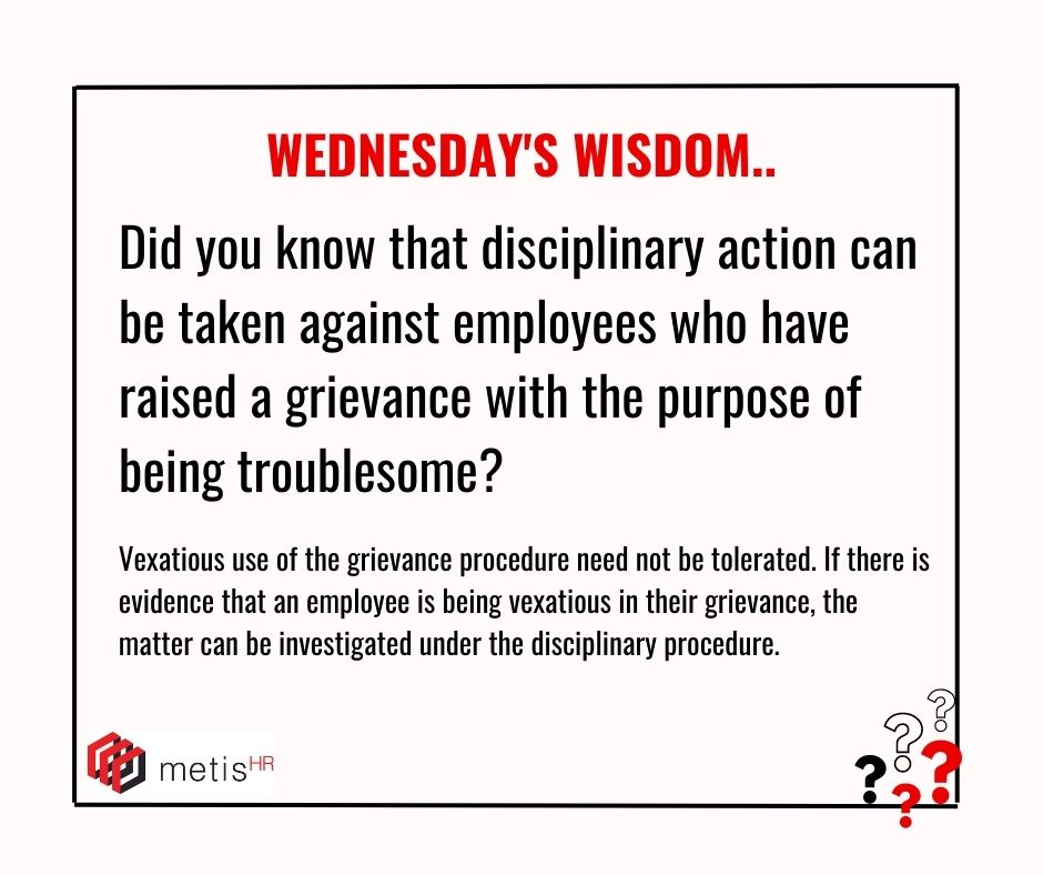 #metishr #outsourcedhr #hrconsultants #vexatiousclaims #wednesdaywisdom #hradvice