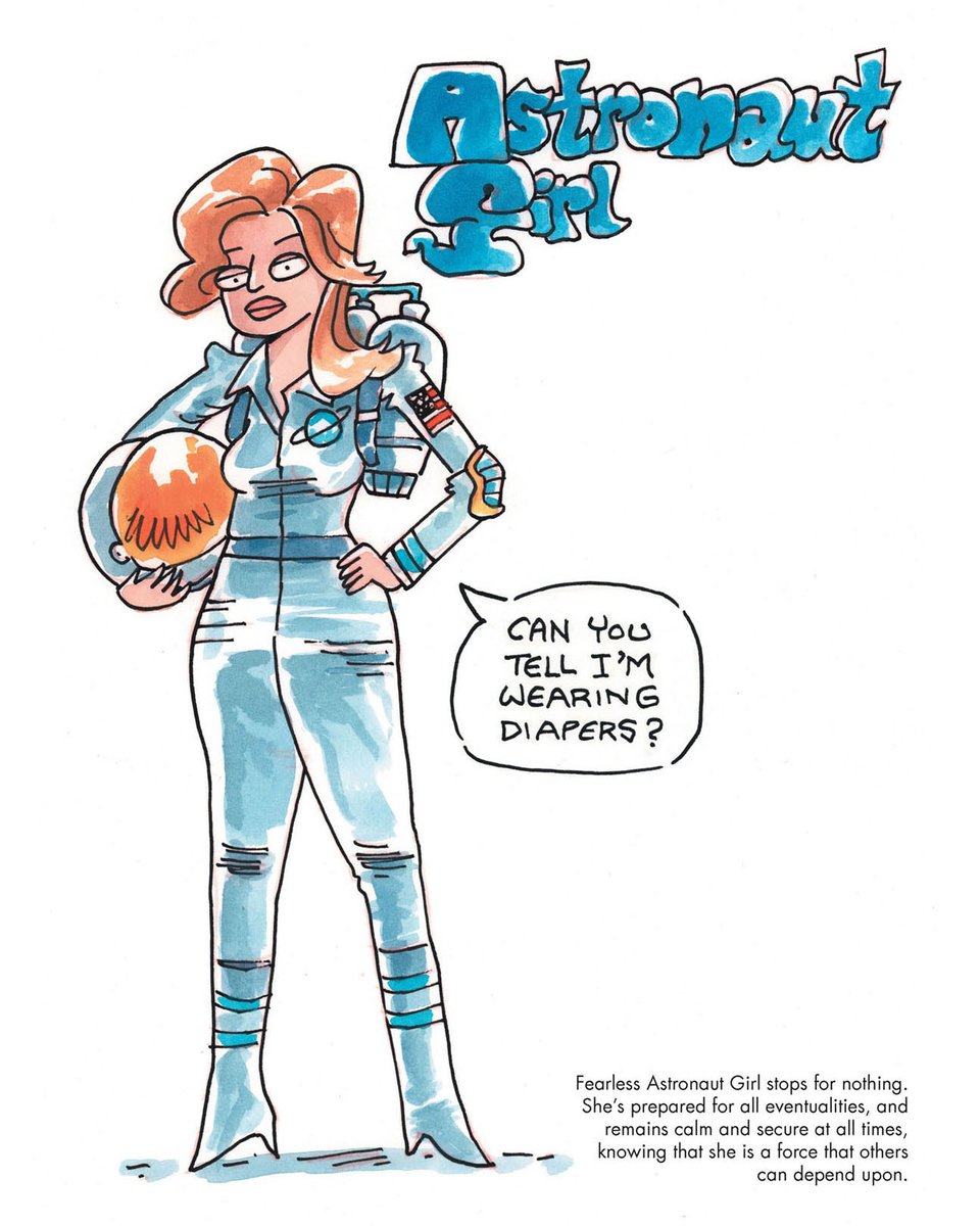 You might want to become one of these characters, but probably not #AstronautGirl
planeturf.com/product/urfspa…

#urfspace #book #art #scifi #cartoons #comic #chuckwhelon #planeturf #planeturfentertainment  #space #astronaut #girl #spacerace #nostopping #dependable