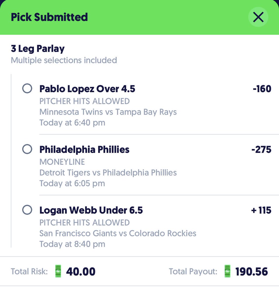 🚨FLIFF PARLAY GIVEAWAY🚨

3 Leg (+376) #RingTheBell 

Selecting TWO $25 winners when this slip cashes💰first pitch at 605pm EST

To qualify, simply like this tweet. Must be following & have CashApp/PayPal

Appreciate the support, let’s have a day❗️
get.fliffapp.com/QlC3/6u9btzqc