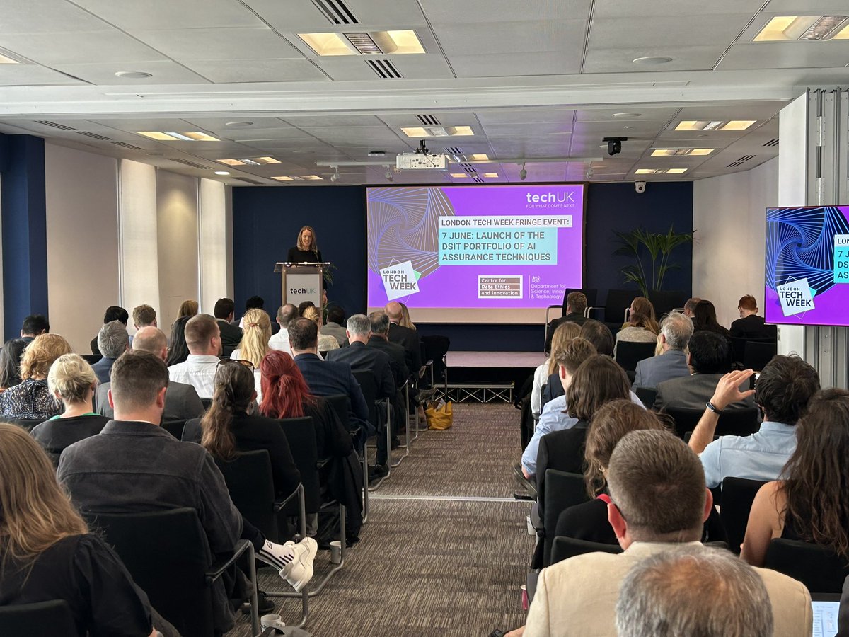 We're here at @techUK for the launch of @SciTechgovuk's Portfolio of AI Assurance Techniques. Follow us throughout the afternoon for updates and highlights from the event!