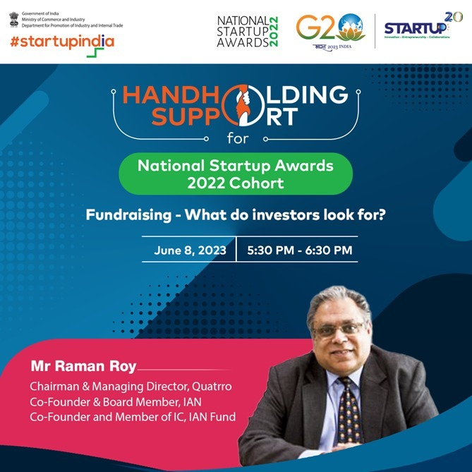 startupindia's tweet photo. @Raman_Roy, Chairman & MD of @Quatrro, Co-Founder & Board Member of @ianetwork & Co-Founder & member of IC, IAN Fund, is all set to provide handholding support to the winners & finalists of the #NationalStartupAwards 2022.
#HandholdingSupport #SupportforStartups #IndianStartups https://t.co/bjrBtlG3H1