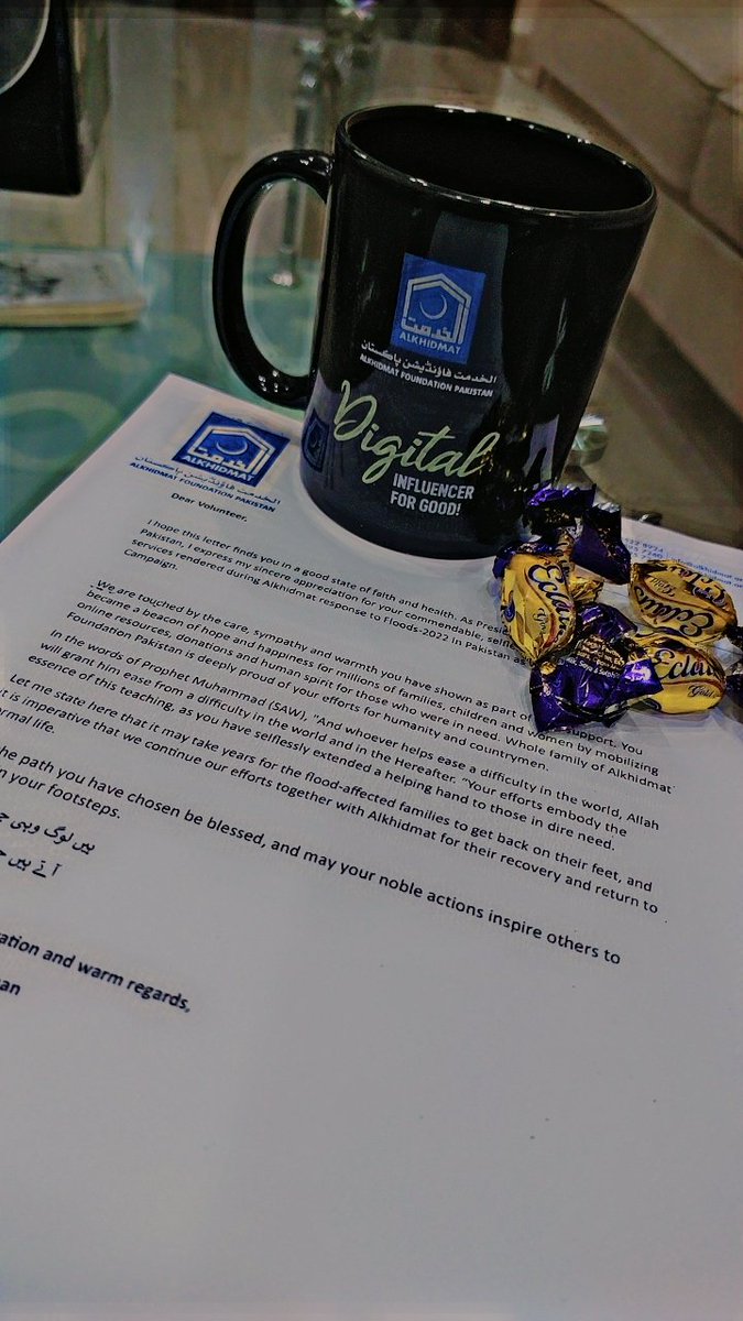 'Feeling so grateful for the recognition of my volunteer services from @AlkhidmatOrg @AKFPDigital. Your letter and the mug full of candies made my day! It's an honor to volunteer with such a dedicated and caring organization'. #volunteerrecognition #grateful #Alkhidmatfoundation