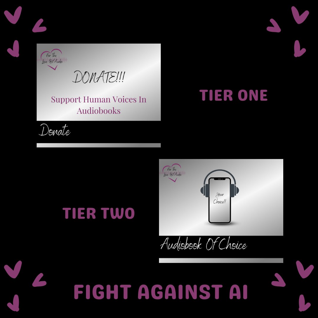 For the Love of Audio
Tier 1 - $5 Donate to the fight!
Tier 2 - $15 Early access to any audiobook

FLTA Kickstarter takes place all through June  to ramp up our fight against AI in Audiobooks!

kickstarter.com/projects/loveo…

#ForTheLoveOfAudio #HumanVoiceOnly #PFPFightsAI