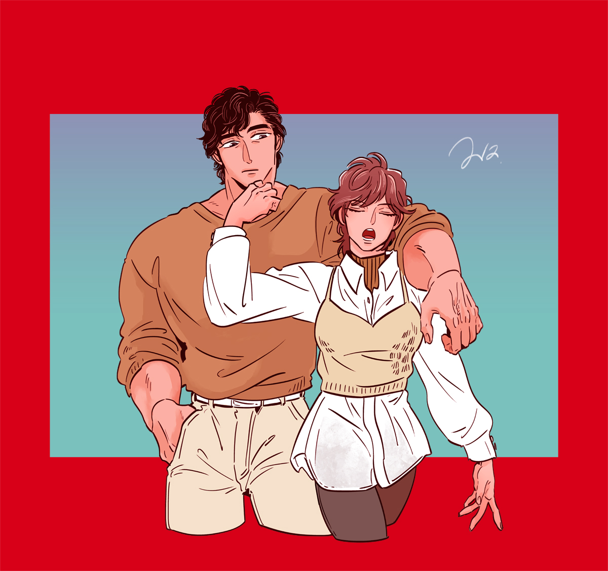 「付き合ってないけど一緒に住んでるしいつもじゃれ合ってる… #haruuuuuun」|ハルカのイラスト