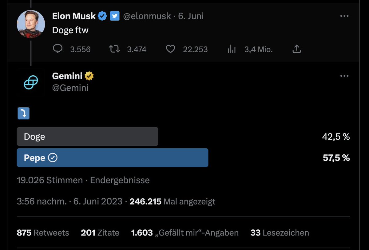 captainpepe0x69's tweet image. $PEPE: 57.5%
$DOGE: 42.5%
Who is the king of #memecoins now @elonmusk?
Thanks to the #PEPEARMY we are the stronger community 馃挭馃惛馃挭馃惛馃挭馃惛 the future is ours! 馃煩
@pepecoineth