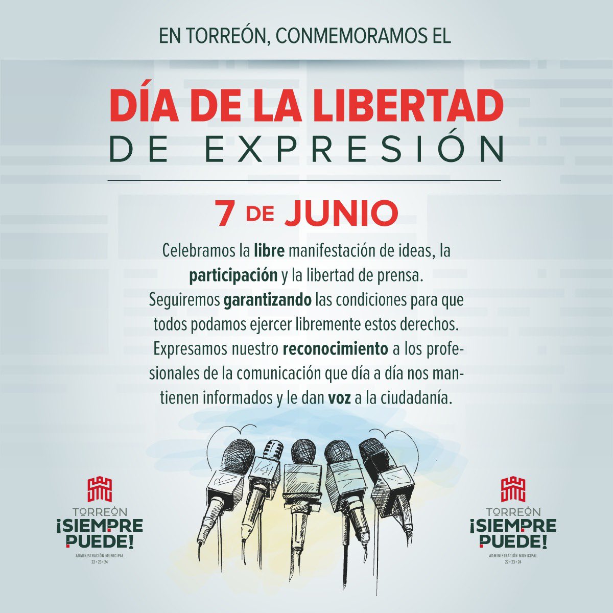 🎙️📸📹Celebramos la libre manifestación de ideas, la participación y la libertad de prensa. 
Seguiremos garantizando las condiciones para que todos podamos ejercer libremente estos derechos.