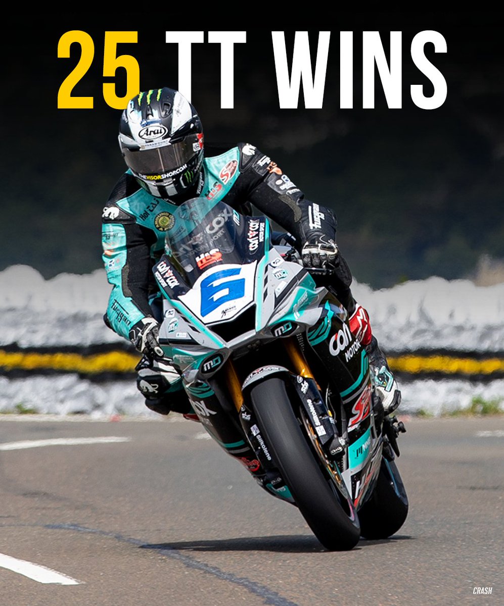 crash_motogp's tweet photo. MICHAEL DUNLOP. 25 TT WINS. 1 away from equalling Uncle Joey 👏

Also setting a lap of 130.403 mph lap on a Supersport 🤯

#TT2023 https://t.co/9yupQzGI0f