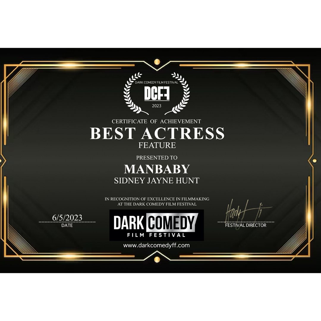 MANBABYmovie's tweet photo. Congrats to Sid winning BEST ACTRESS in a Feature at the 
@darcomff
 2023 

#bestactress #manbabymovie #indieactors #indiefilmmaking #indiecomedy #streamingontubi https://t.co/vQX1aqd38n
