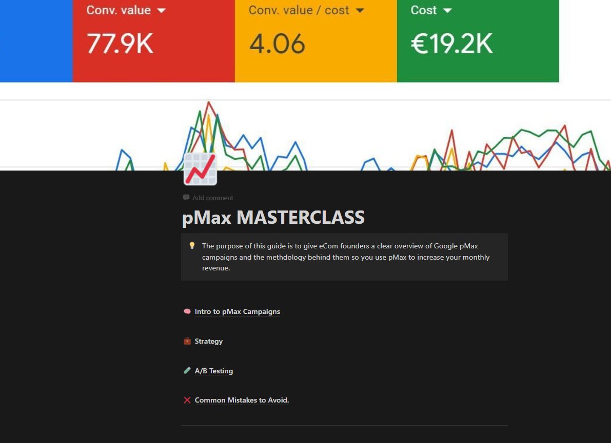 LM_Schirmer's tweet photo. You don't have to spend $4,997 to learn Google Ads.

I've generated $70M in revenue from Google ads and just put together a pMax playbook.

And it's yours for free.

Like + Comment "pMax" and I'll DM it to you. https://t.co/k7Ir1pdcY9