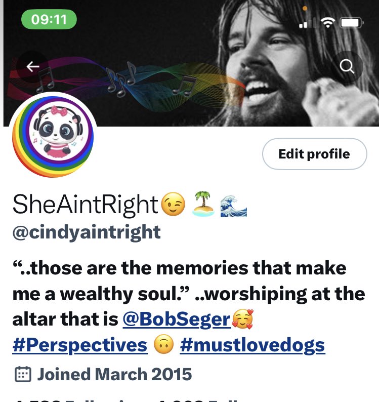 Changed my banner. @BobSeger 🥰 spreading the love..