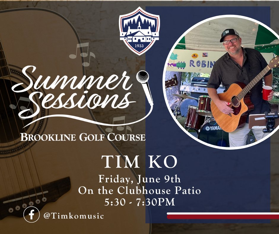 BrooklineGolf's tweet photo. Indulge in a perfect evening of great food, refreshing drinks, and live music on our Clubhouse Patio! 

Join us this Friday as we welcome the talented Tim Ko to serenade you with his captivating tunes. 

https://t.co/yT5JOj46xp https://t.co/DFS5fDYR7N