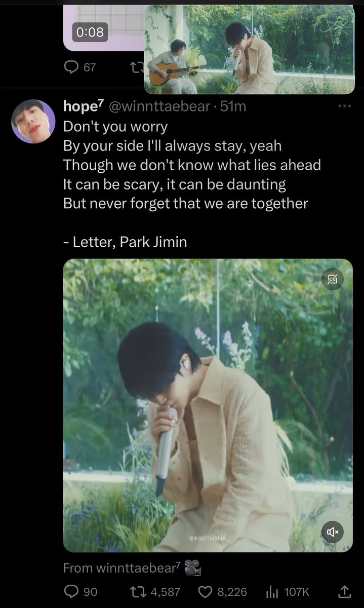 BTS10301's tweet photo. @winnttaebear I was listening to it while going through twitter and the clip was exactly at the same time as what I was watching thought is was a very cool coincidence. https://t.co/AUrp0fhZVf