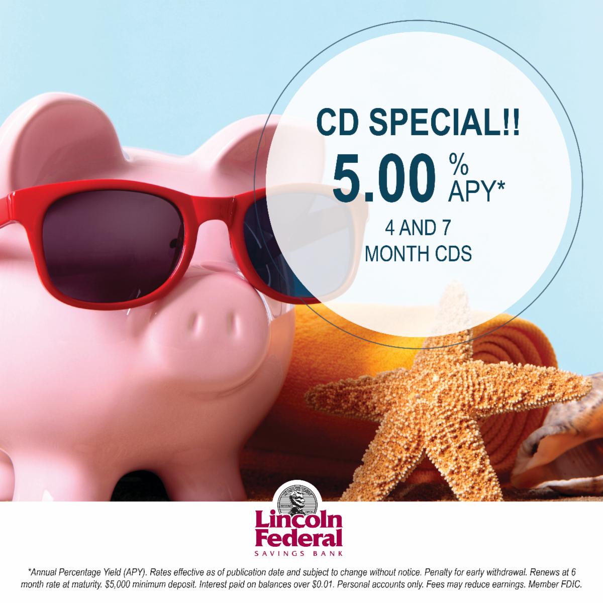 LFSBank's tweet photo. Summer money? Save with this great summer CD Special! View our current rates and specials here: https://t.co/FL8AAPiOFO
.
.
#RateSpecials #CDRates #DepositRates #PersonalBanking #NebraskaBanks https://t.co/2QqoVpLAr0