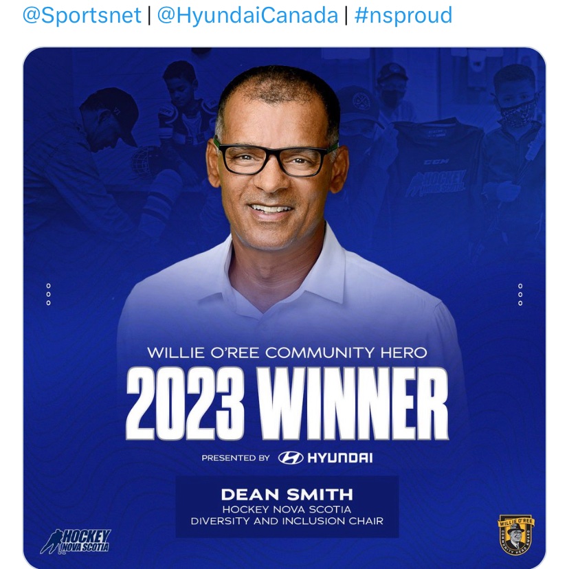 curtis_coward's tweet photo. N.S. Black youth in hockey, 
“ I Have A Dream”
Congrats to you Dean Smith on winning the NHL Willie O’Ree Diversity &amp; Inclusion award. https://t.co/rpW5wD66gK