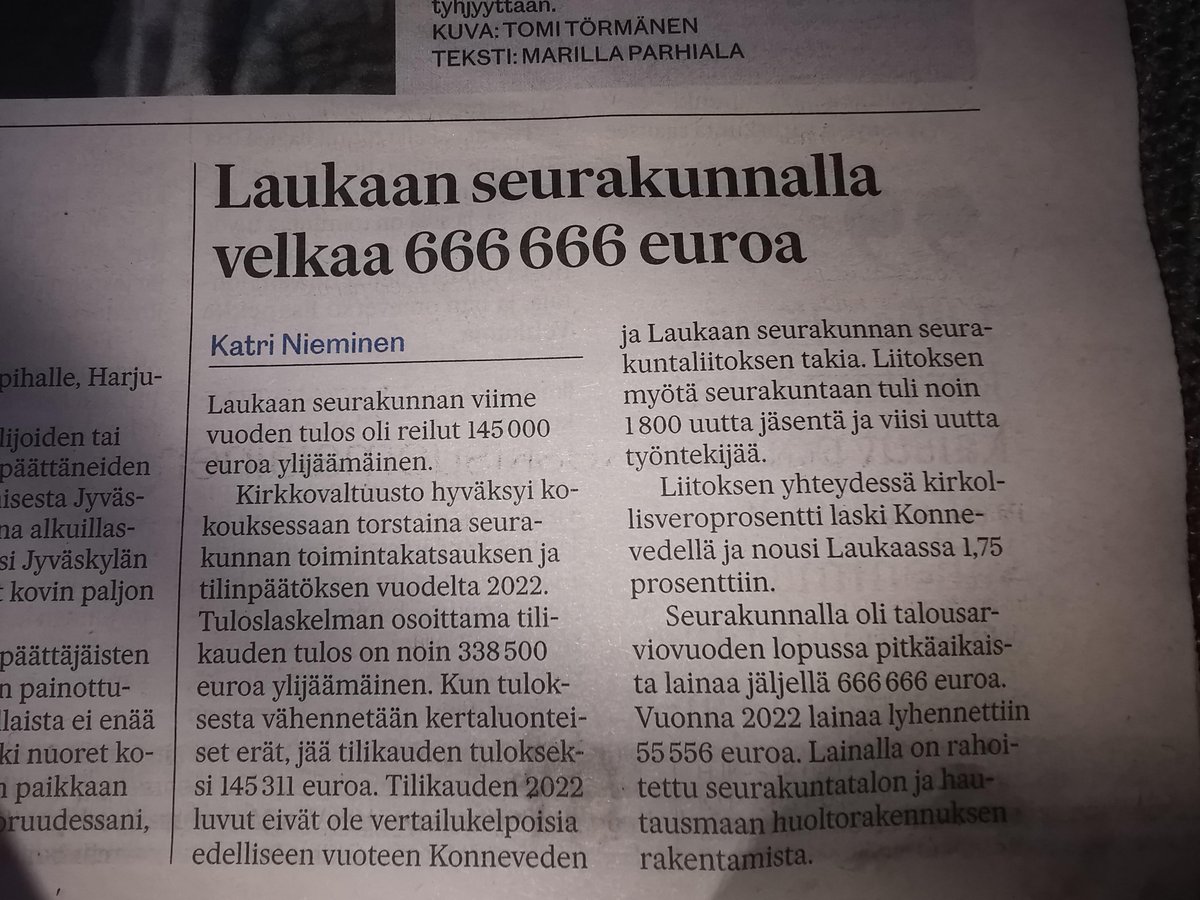 Aika saatanasti on velkaa.