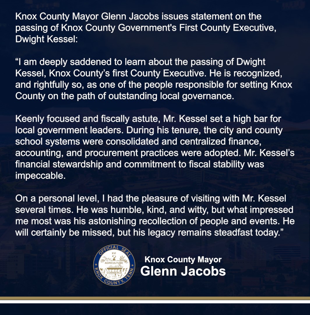 Glenn Jacobs on Twitter "My thoughts on the passing of KnoxGov's