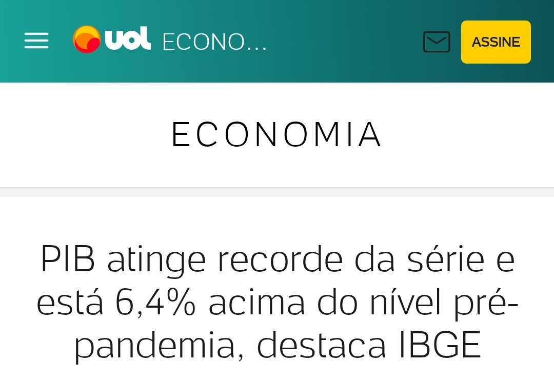 cesarcalejon1's tweet photo. Eu não gosto de "narrativas" ou fanatismos que elegem "mitos". Portanto, vamos aos fatos 👇 Sexto mês do governo @LulaOficial: PIB BATE RECORDE NA SÉRIE HISTÓRICA E A INFLACÃO É A MENOR EM 3 ANOS. Isso sem contar a agenda social, políticas afirmativas etc. Faz o L. https://t.co/hSaz9tHFbS