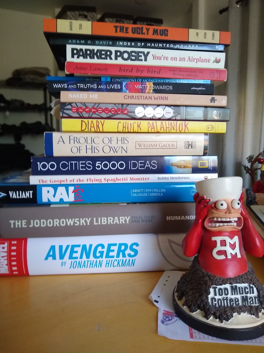 Next up in THE STACK...  What to read next?

@MuchCoffee @parkerposey @ANNELAMOTT @WilliamGaddis @ldtodd_ @chuckpalahniuk #literature #jonathanhickman #avengers @Marvel #jodorowsky @cubist_octopus #spaghettimonster