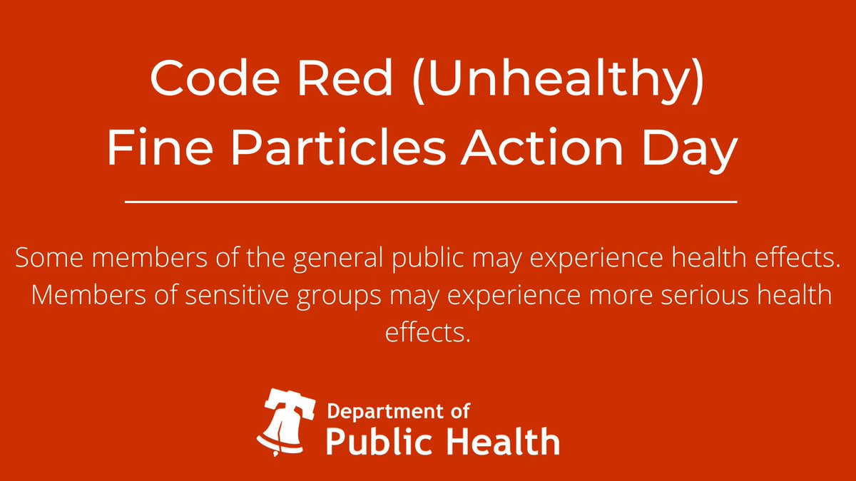 Philadelphia is currently under a Code Red Fine Particles Action Day Alert. This means that the air is unhealthy to breathe. Air quality may vary throughout the city & throughout the day, with some areas having significantly worse quality depending on the prevailing winds. (1/7)