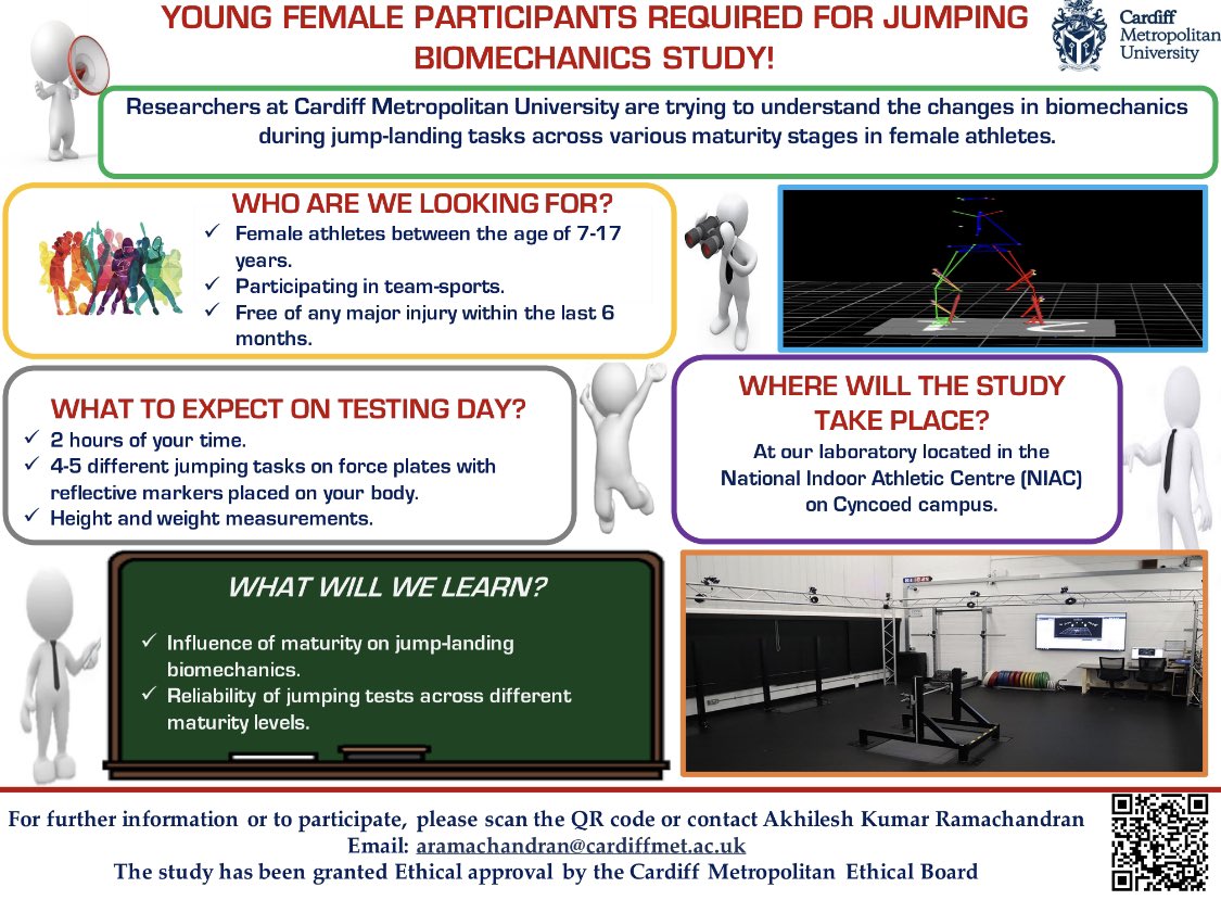 PARTICIPANTS WANTED! 📣 Looking for female athletes between the age of 7-17 years for my PhD study to understand the changes in biomechanics during jump landing tasks across various maturity levels. If interested, please get in touch! @DrRSLloyd @SylviaMoeskops @Pedley_J