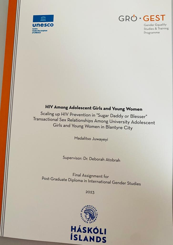 J_Madda's tweet photo. I am thrilled to share the project proposal that I developed during my Postgraduate Masters Diploma Studies in International Gender Equality Studies and Training at the University of Iceland, under the esteemed @gestgro programme. 

#HIVprevention #genderequality #SDGs #YOUTH https://t.co/8p6SlFZygG