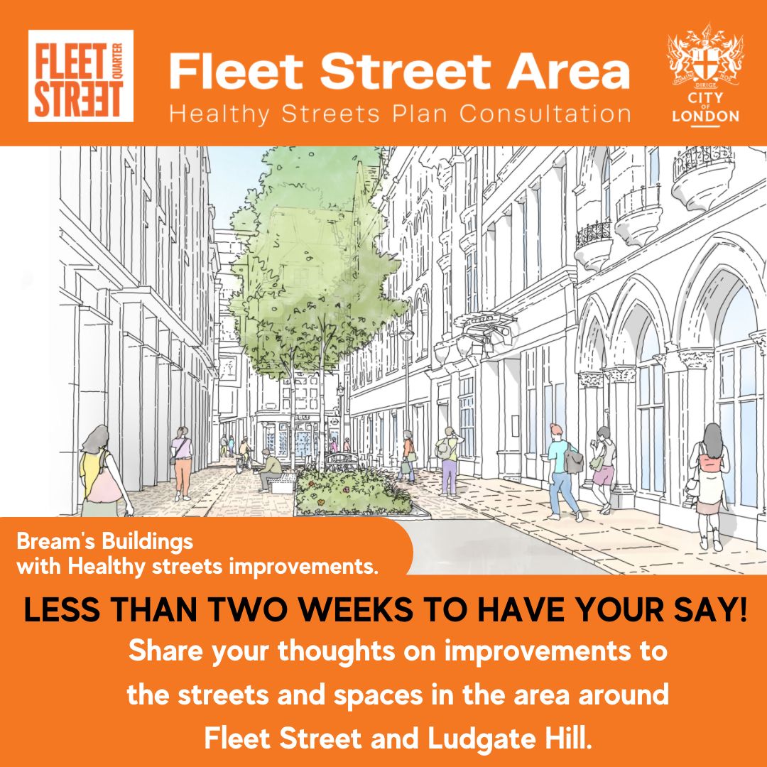 Have your say on the 'Healthy Streets' proposals for the Fleet Street and Ludgate Hill area, before 20 June.

If you are local resident, business, or if you pass through the area, we would welcome your views.

Find out more: buff.ly/42rzPFI
