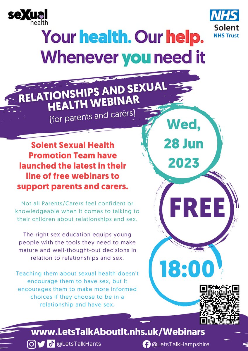 Not all Parents/Carers feel confident or knowledgeable when it comes to talking to their children about relationships and sex.

Lets Talk About It are offering a FREE webinar for Parents and Carers, to find out more visit our website - letstalkaboutit.nhs.uk/webinars