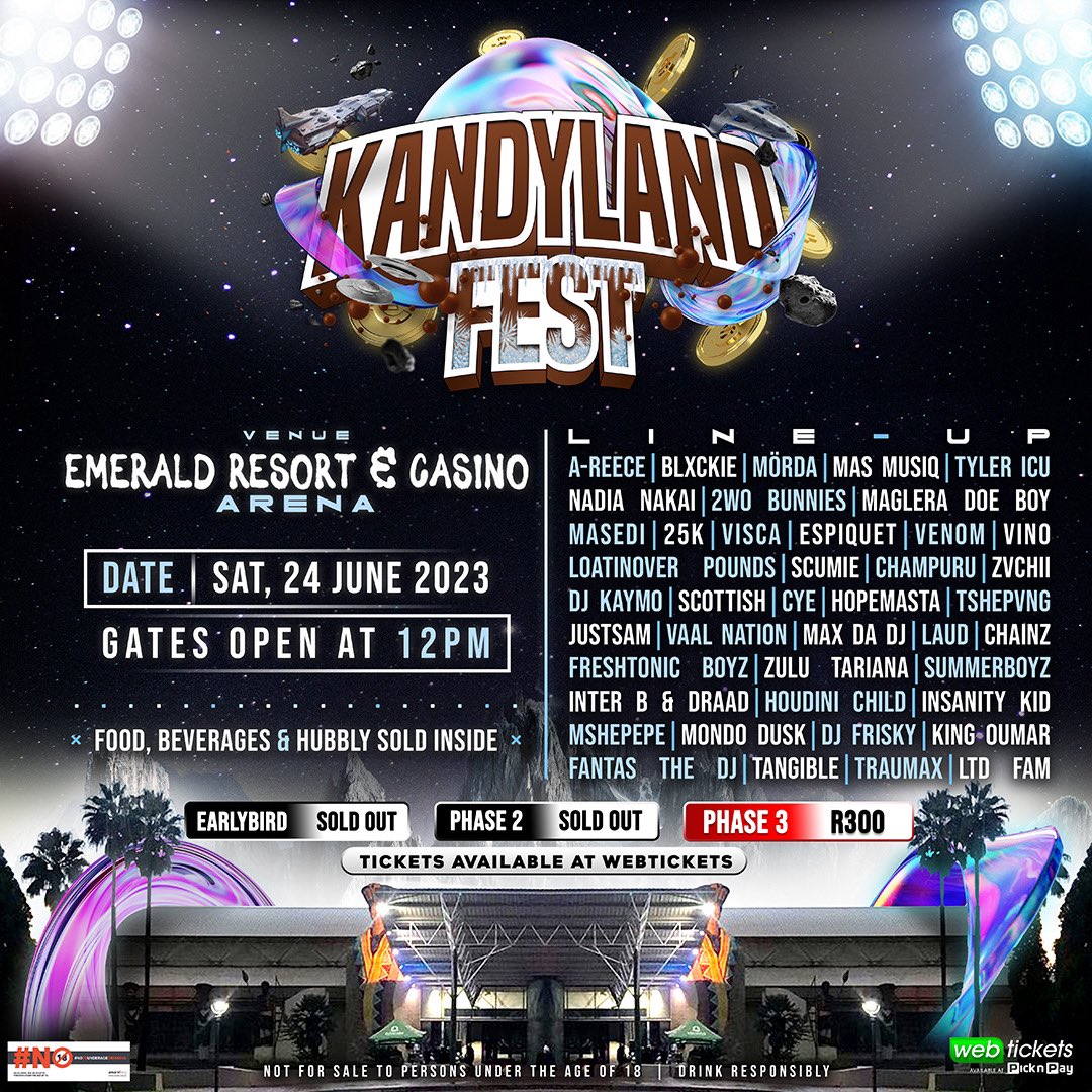 KandyKoated_ZA's tweet photo. KANDY LAND FEST 2023 ππ‘
π EMERALD RESORT & CASINO
ποΈ 24 JUNE SATURDAY 2023
PHASE 3 TICKETS π« : R300
TICKETS AVAILABLE ON WEBTICKETS AND ALL PNP NATION-WIDE π¨
VIP TABLE BOOKINGS βΌοΈ
LINK https://t.co/OMgV5ZzfKW
SEE YOU AT KANDYLAND π₯
#KANDYLAND2023
#LUVKANDY π¬ https://t.co/l9nckViq6l
