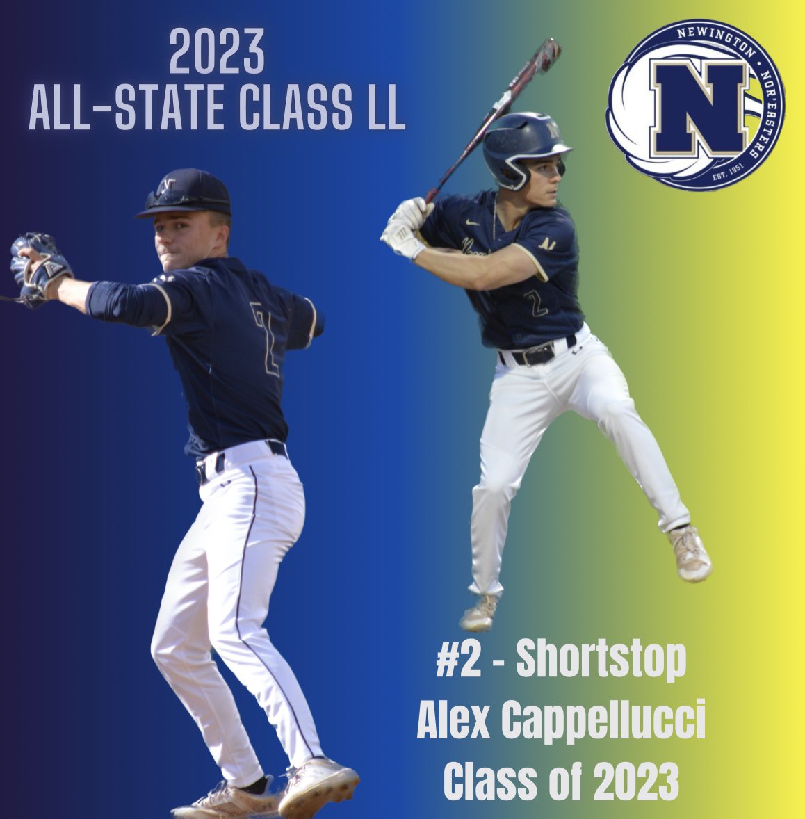 Newi_Baseball's tweet photo. Congratulations to Alex Cappellucci on being named to the CHSCA All-State baseball team! #ctbase 

Alex finished the season with a .430BA, 34H, 9XBH, 30RBI, and played spectacular defense at the SS position.

Alex will be attending @SCSU_BASE in the fall. https://t.co/pdsUCduBhi