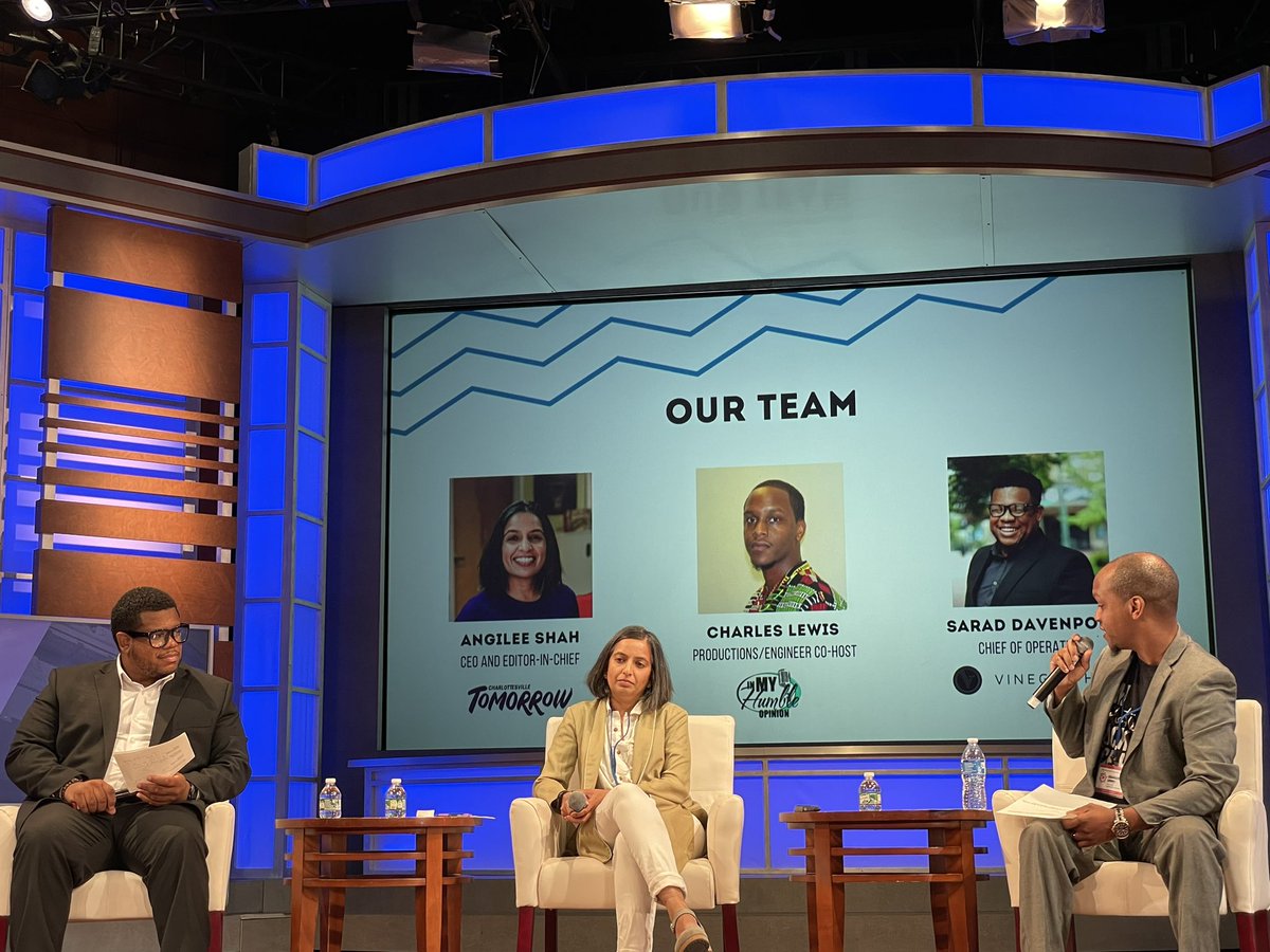 ekemma's tweet image. “First Person Charlottesville gets people with personal experiences to tell their stories, tell their traumas the way they want to. They are paid and supported to do so.” - Angilee Shah, CEO/Editor-in-Chief, Charlottesville Tomorrow  #cjs2023