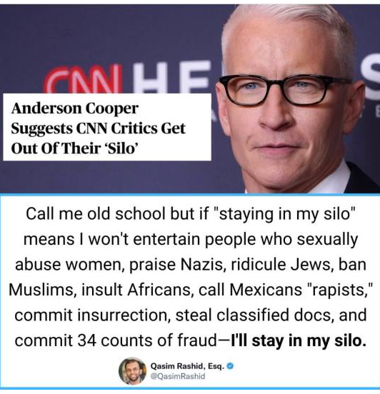 Anderson Cooper is hosting a CNN Town Hall with Chris Christie next week.

I use to admire &amp; respect Anderson.

After his silo speech in support of CNN's decision to give air time to a twice impeached liar, who's guilty of sedition &amp; espionage, I no longer do.
#ProudBlue