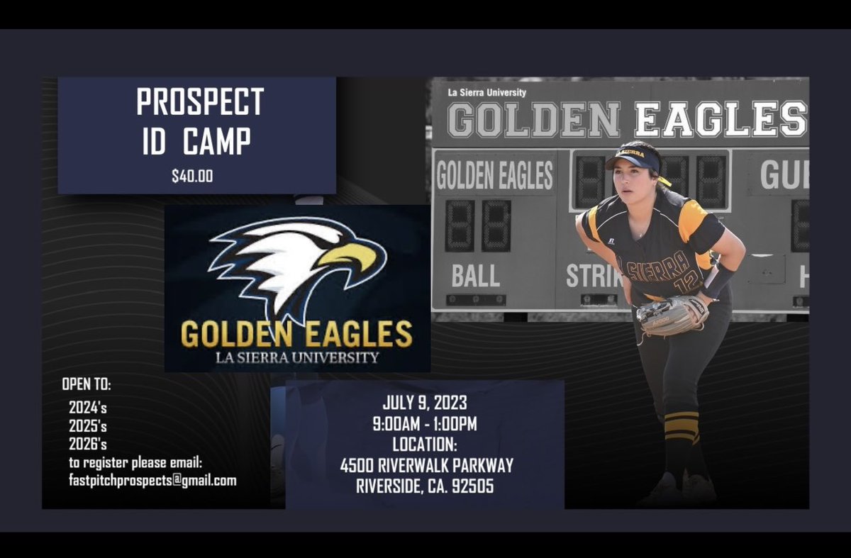 Don’t miss out on our upcoming Prospect ID Camp on July 9th 📍La Sierra University (NAIA) We are located in sunny Southern California. 😎