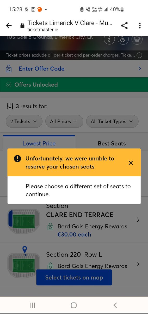 DarrenDunlea's tweet photo. @TMIrelandHelp Hi can someone please assist with the below error I keep getting. Limerick v clare 11th June. https://t.co/XRtqjnDN4P