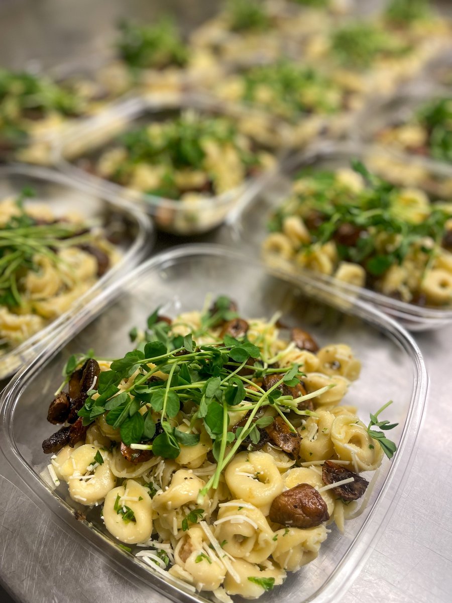 Always a classic lunch! Roasted Mushroom &amp; Three Cheese Tortellini

Cheese stuffed tortellini with roasted mushrooms, garnished with locally sourced pea shoots from Lil' Sprouts Micro Greens! Easy grab and go lunch that tastes delicious.
#eatatellwoods #rvaeats #locallunch #fresh